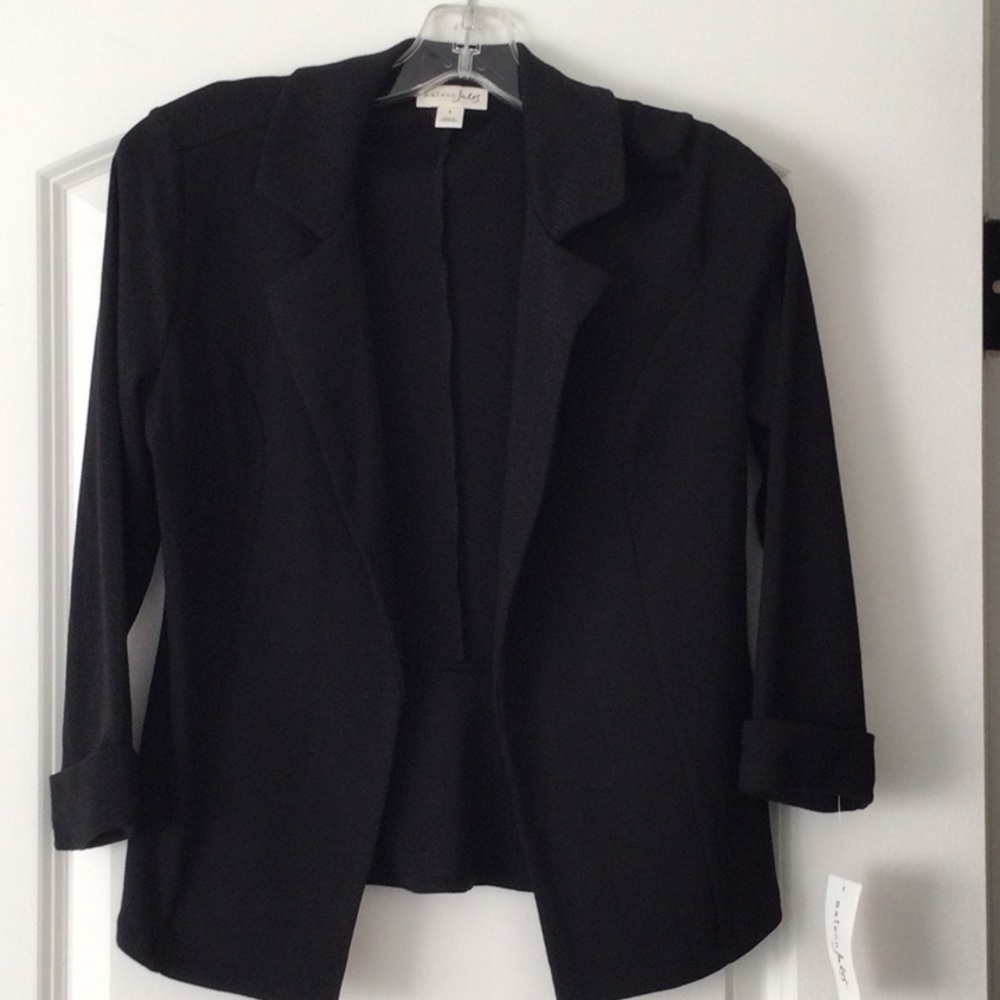 Maison Jules Open Front Knit Blazer 3/4 Sleeve